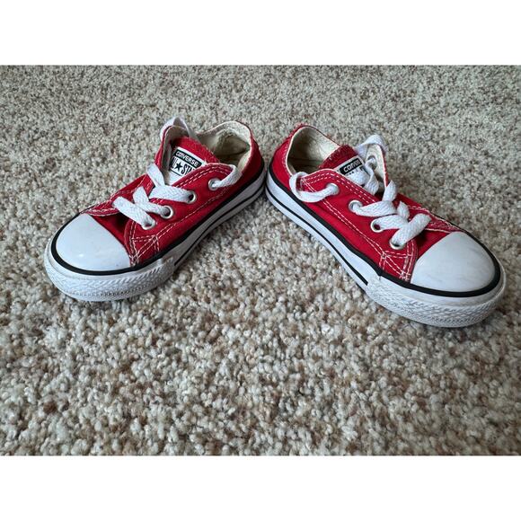 Converse All Star Red & White Kids/toddler/baby sneakers/shoes, size 7 - Picture 6 of 9